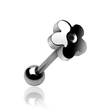 Língua barbell com pequena flor