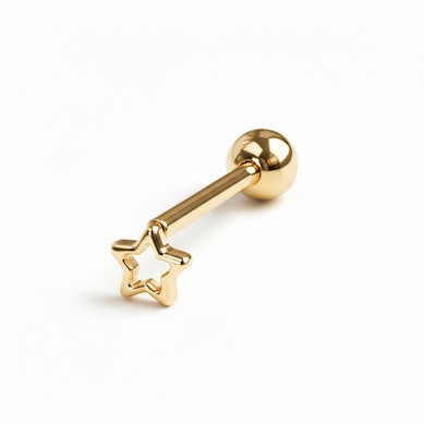 Barbell em titânio para a língua com estrela