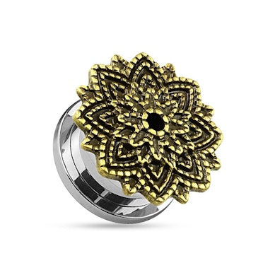 Túnel em aço cirúrgico com flor de lótus