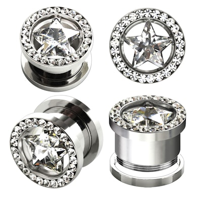 Túnel com brilhantes e brilhante em forma de estrela