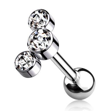 Barbell de titânio com rosca interna e 3 pedras