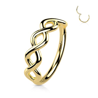 Argola articulada de ouro de 14 quilates com forma entrelaçada