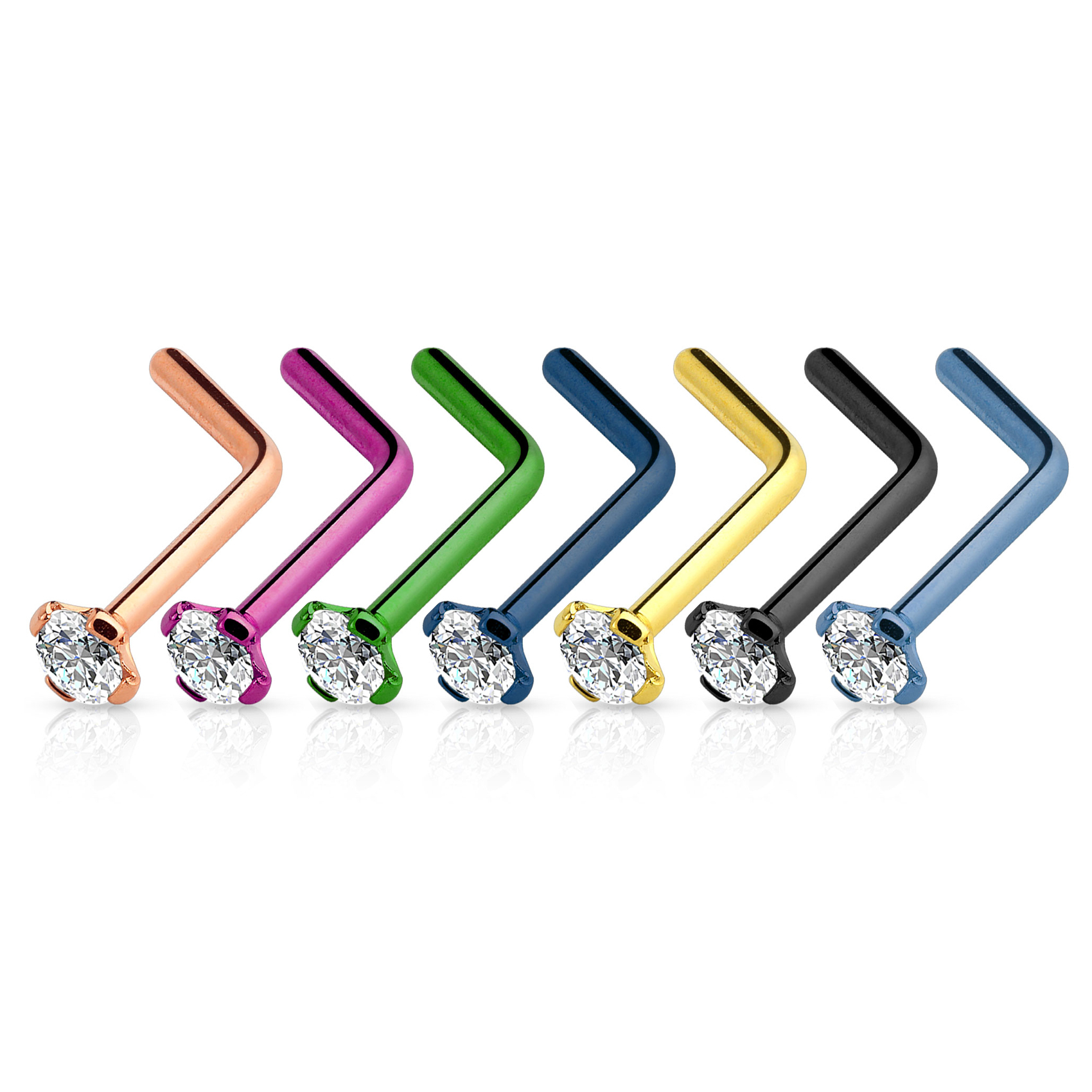 Stud em L para o nariz com pedra fixa com garras