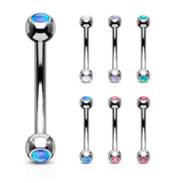 Barbell curvo com opalas embutidas