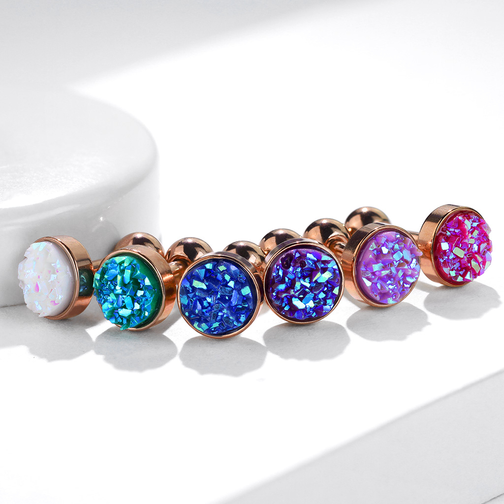 Orelha piercing com pedra drusa