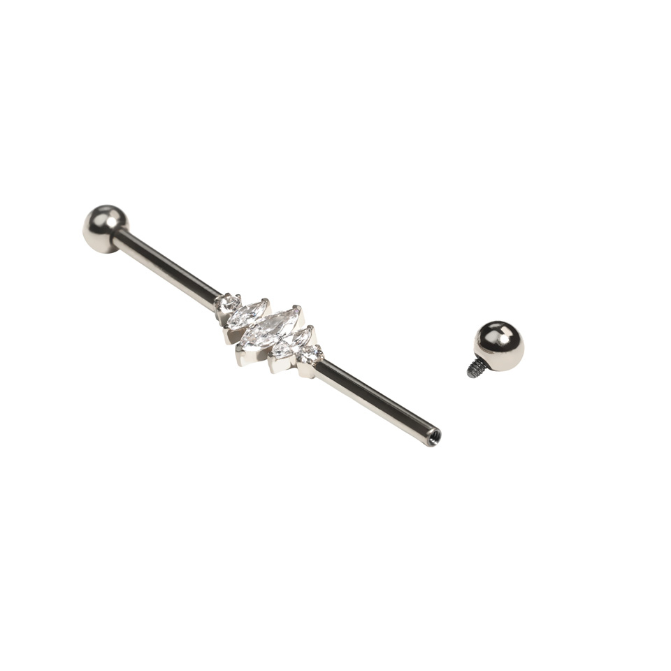 Barbell industrial em titânio com pedras em marquesa