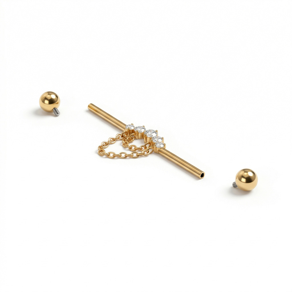 Barbell industrial em titânio com pedras e correntes