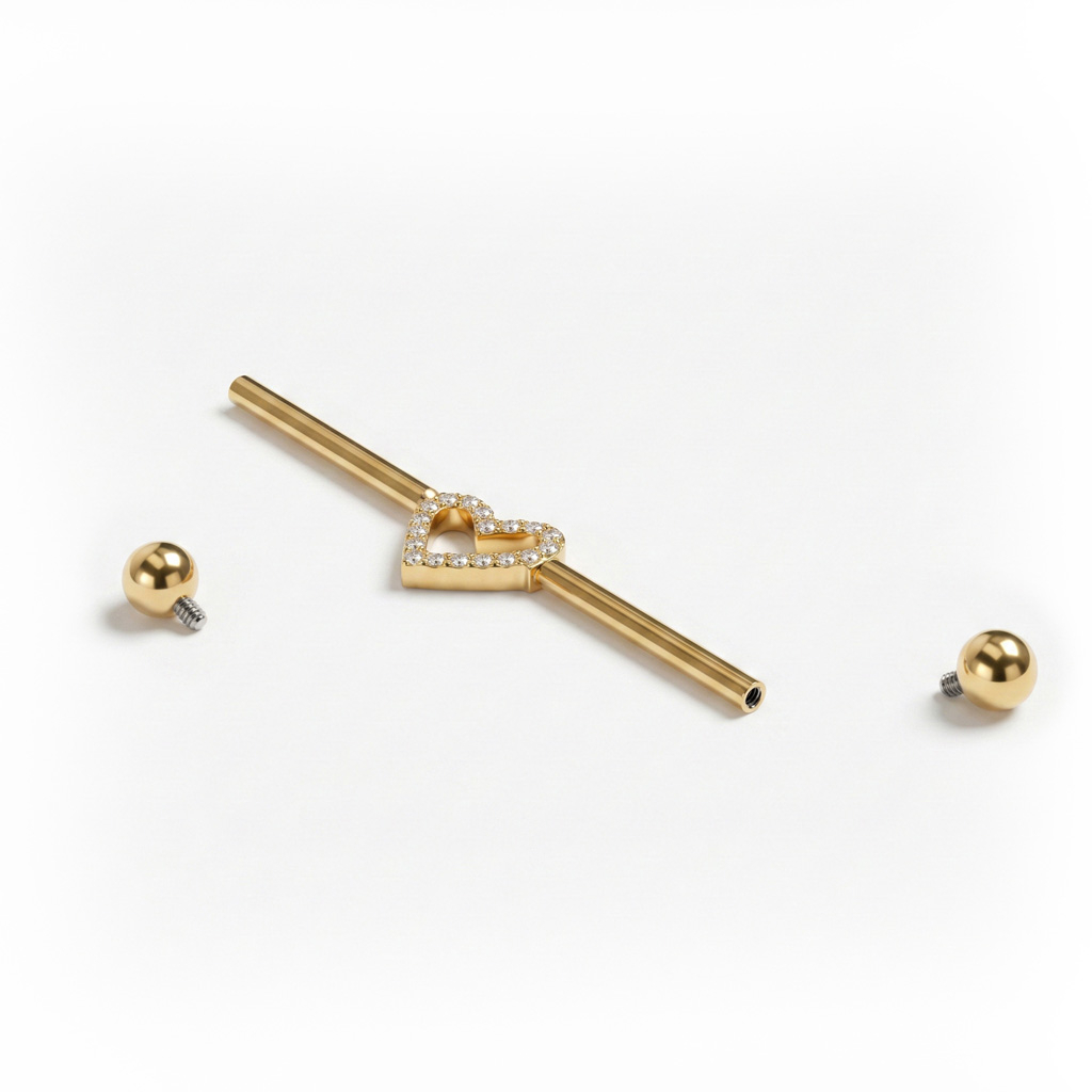 Barbell industrial em titânio com coração no centro