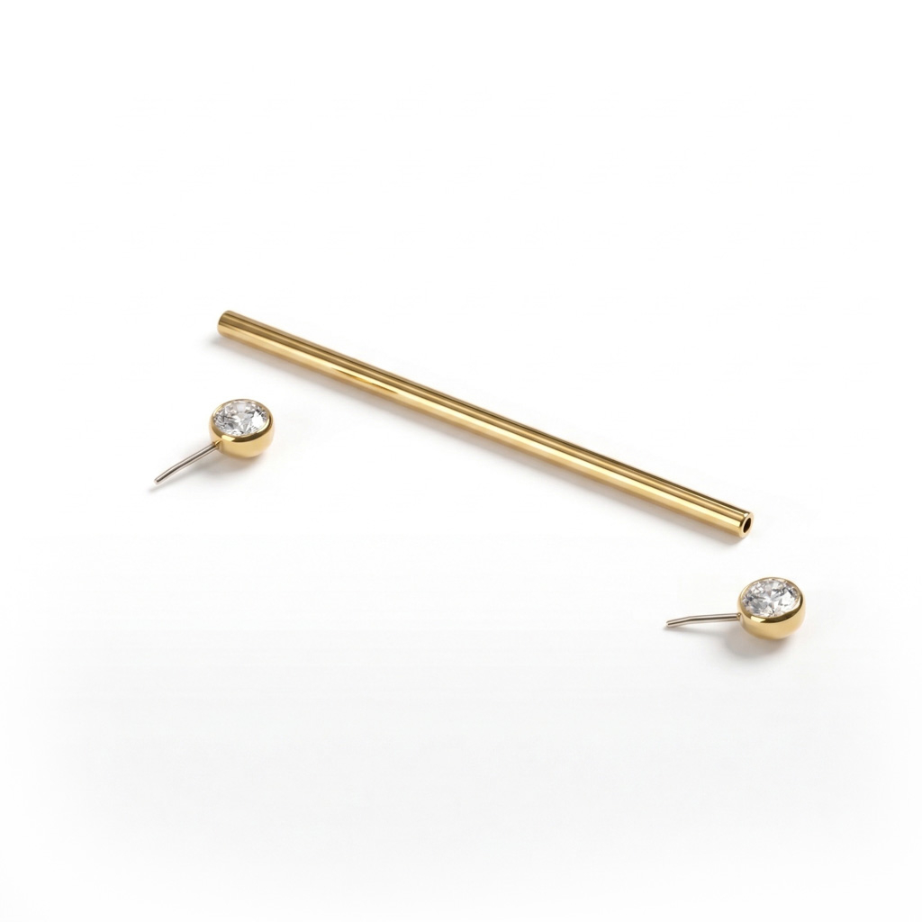 Barbell industrial em titânio com pedras embutidas