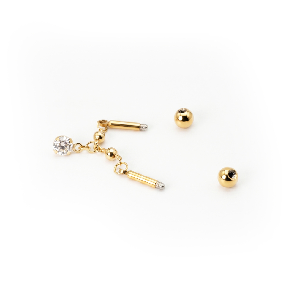 Barbell industrial com corrente e pedras pendentes