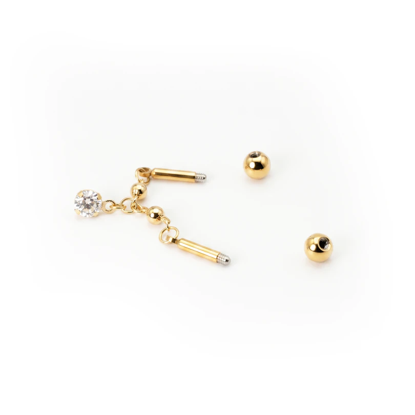 Barbell industrial com corrente e pedras pendentes