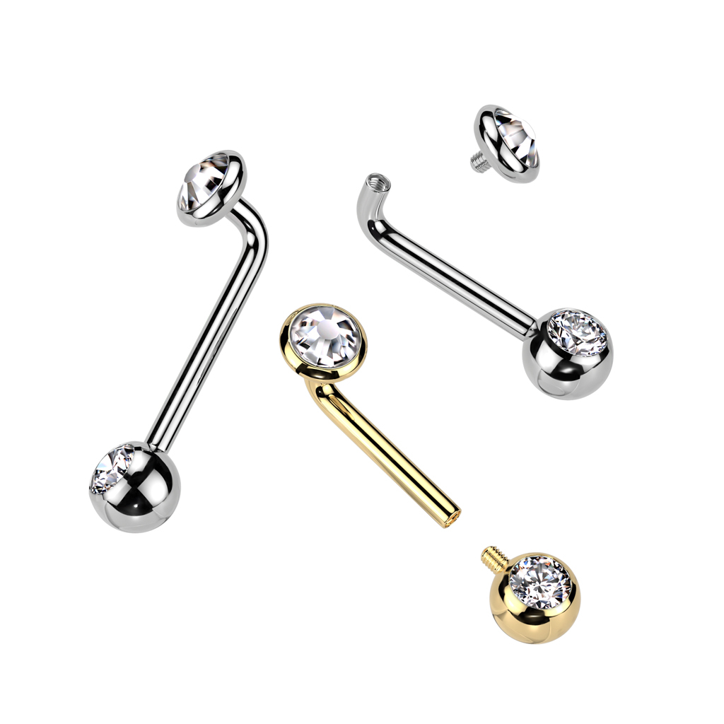 Barbell em titânio com pedras para piercing Christina