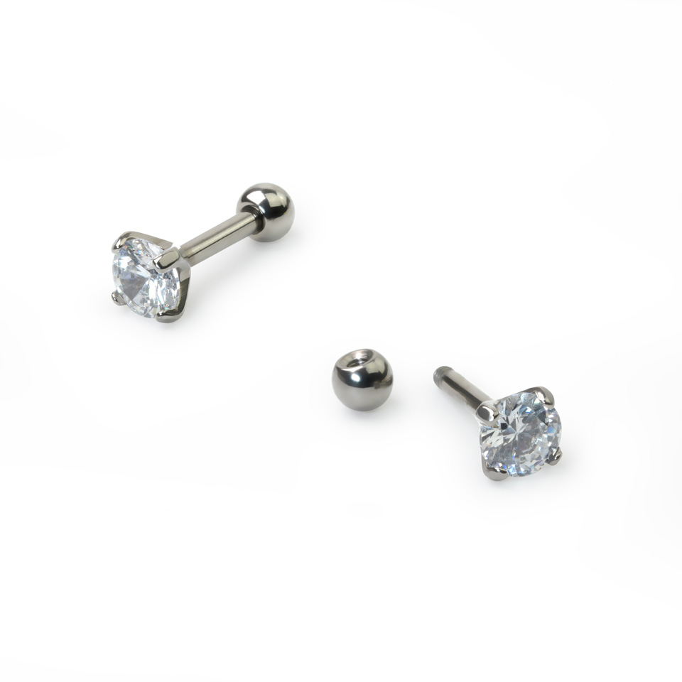 Barbell de titânio com pedra redonda