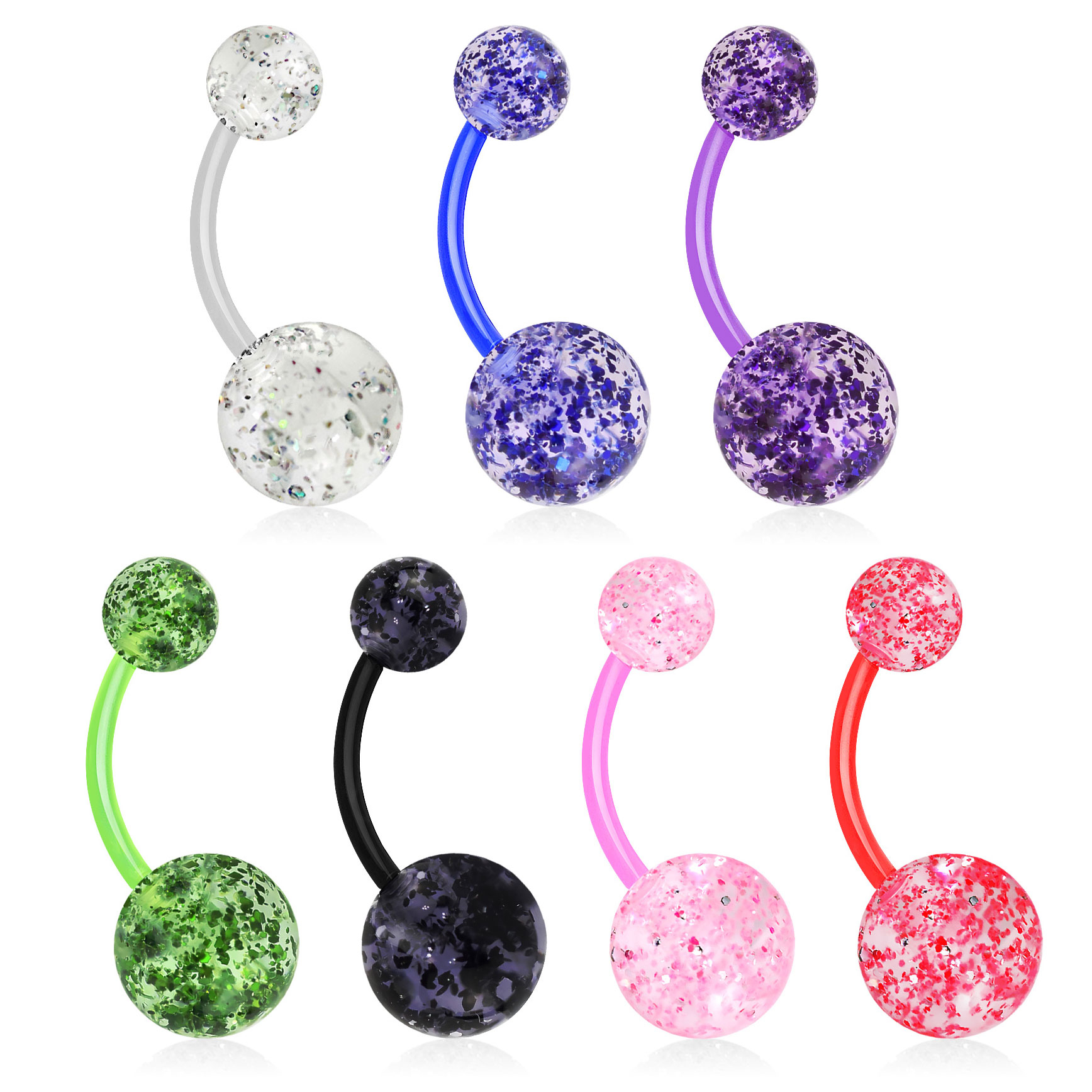 Umbigo piercing de acrílico com bolas brilhantes