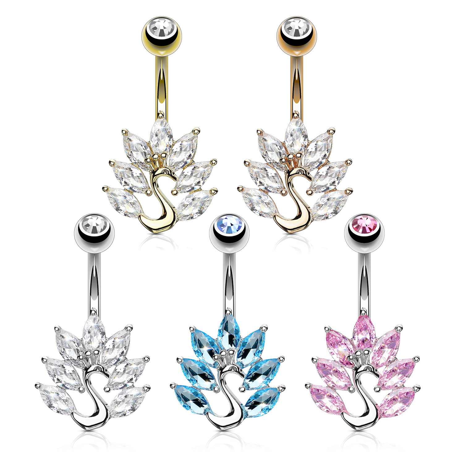 umbigo piercing com pavão