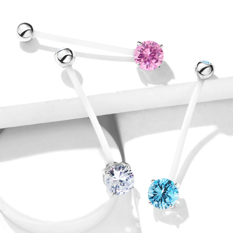 Umbigo piercing para gravidez com pedras coloridas