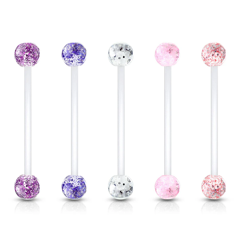 Umbigo barra com bolas de glitter para grávidas