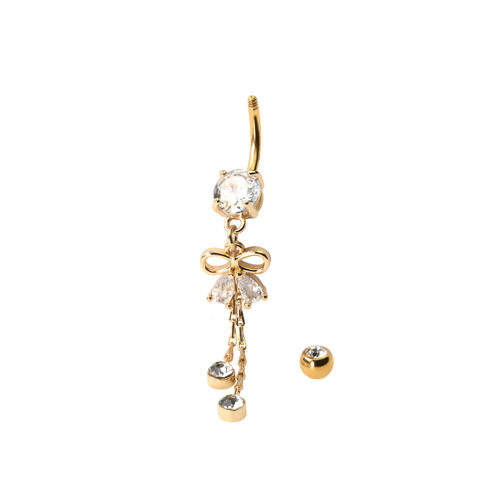 Umbigo piercing com laço e correntes