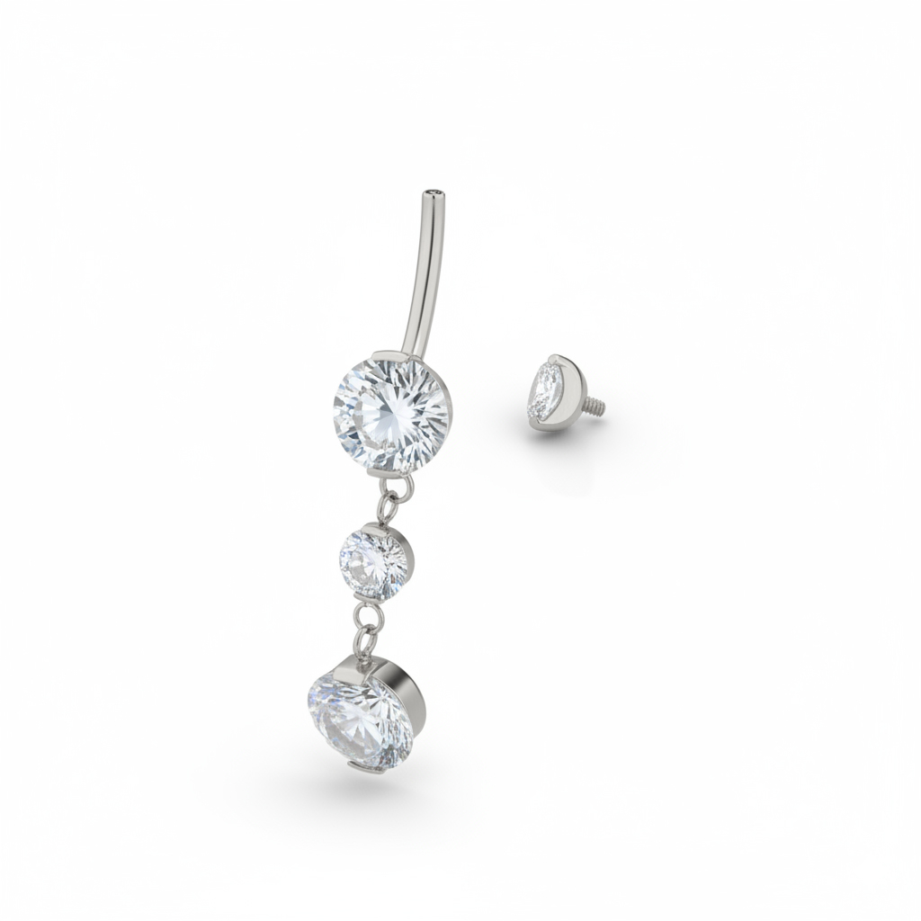 Joia para o umbigo em titânio com pendente