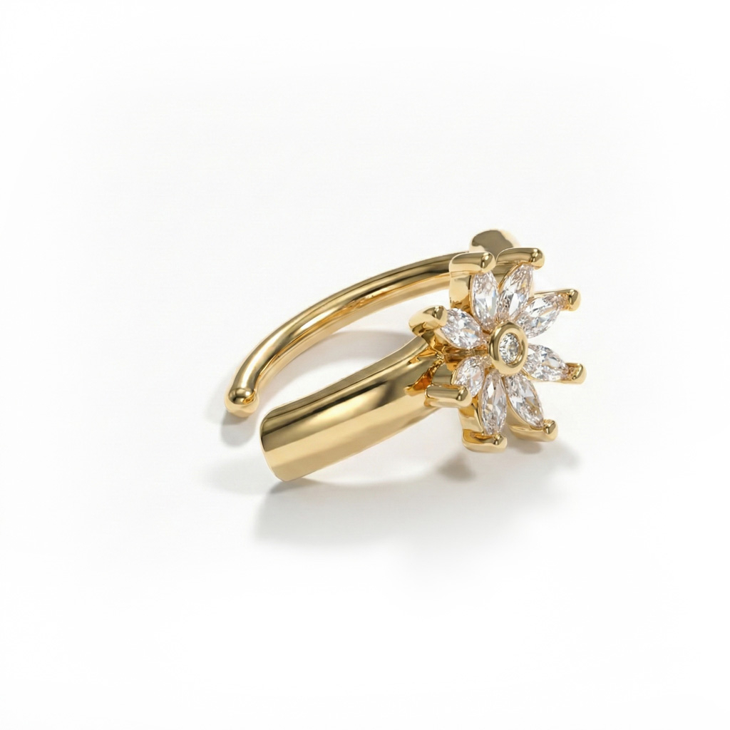 Joia articulada para umbigo com flor brilhante