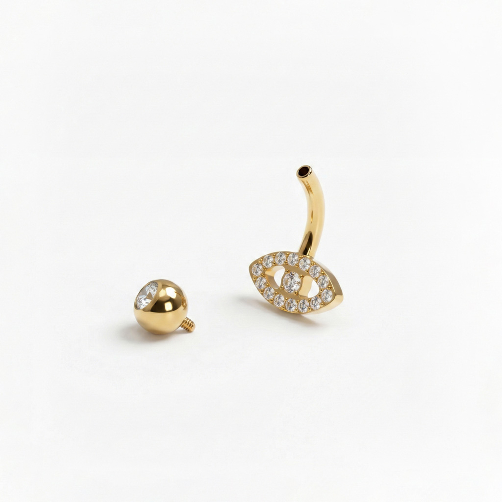 Barbell para o umbigo em titânio anti-mau-olhado