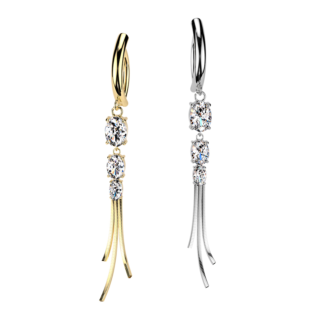 Clicker para o umbigo com pedras e correntes