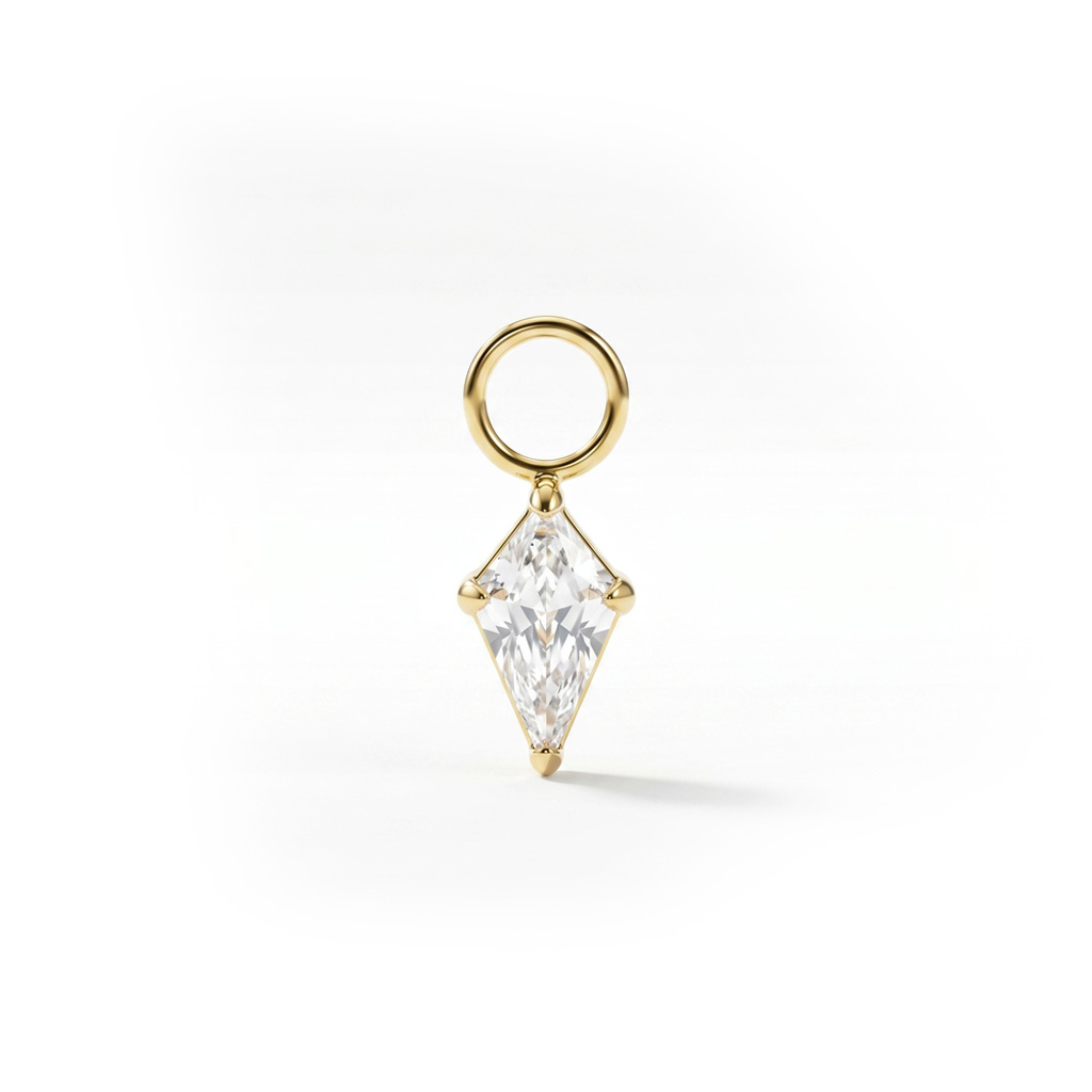 Pendente simples em titânio com pedra com corte diamante