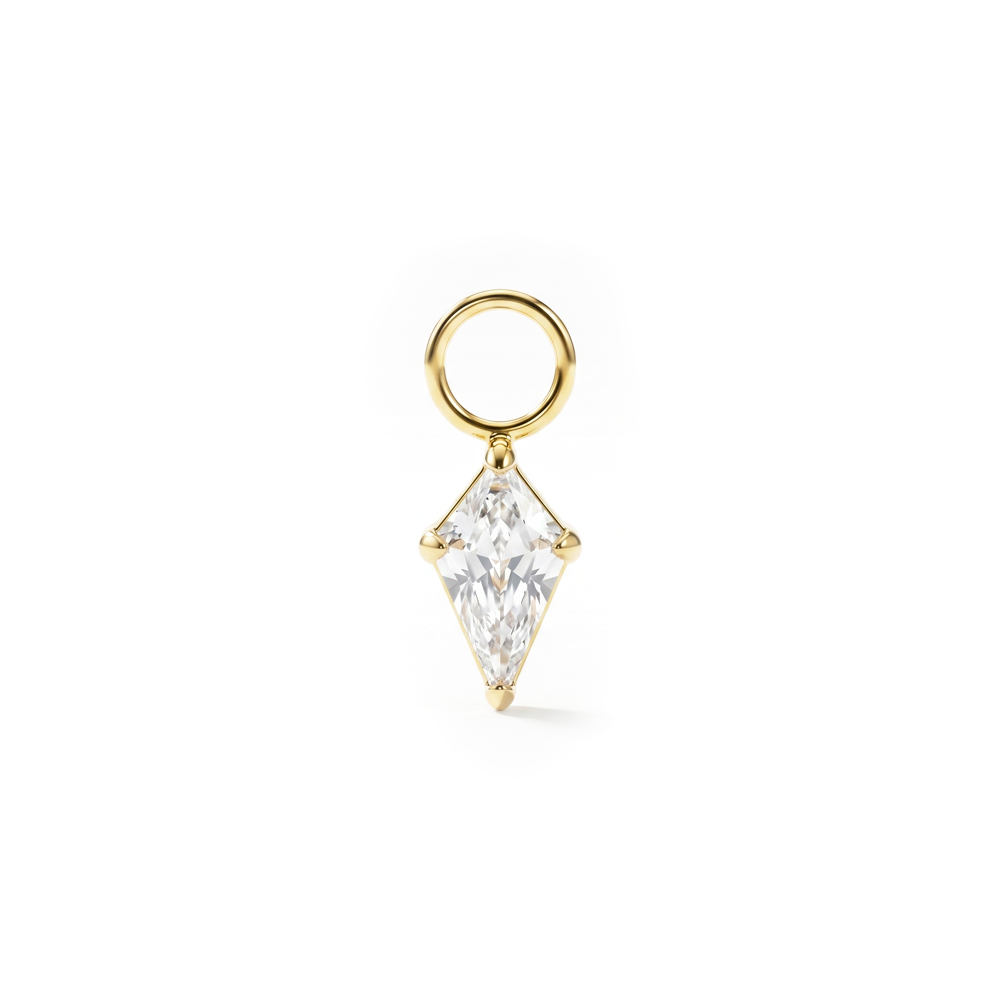 Pendente simples em titânio com pedra com corte diamante