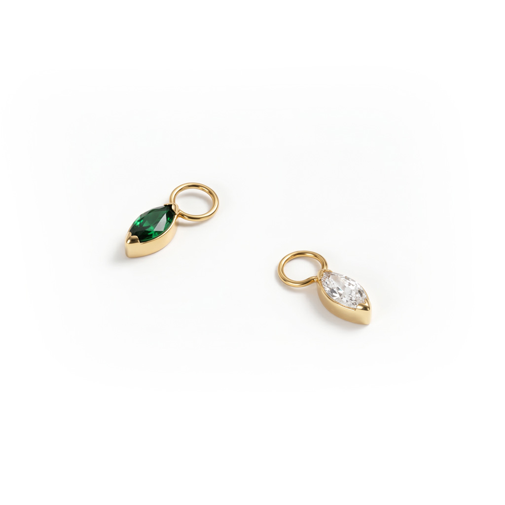 Pendente simples em titânio com pedra com corte marquise