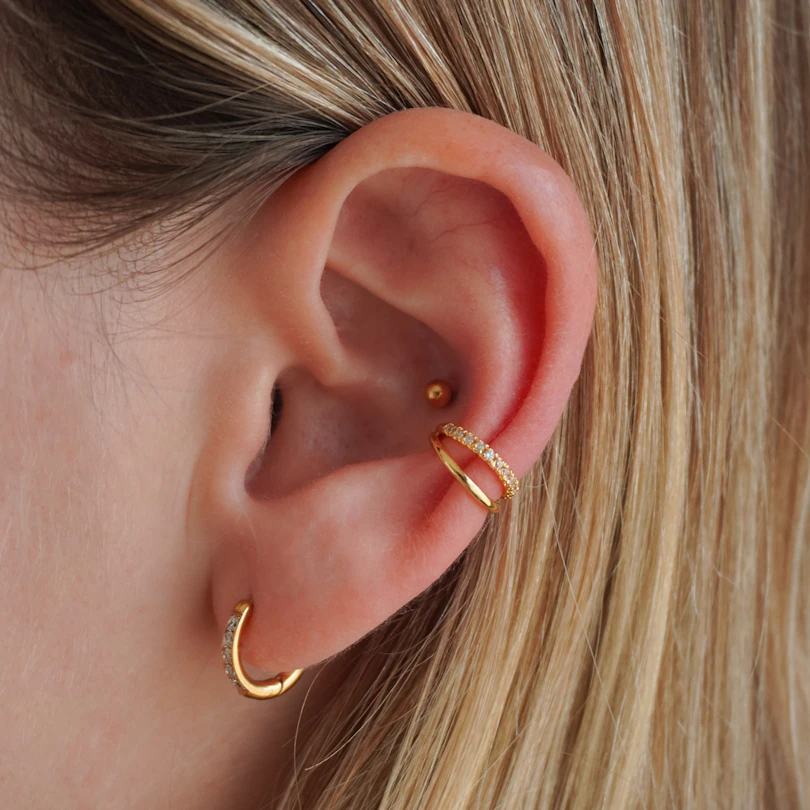 Earcuff duplo com zircónias cúbicas