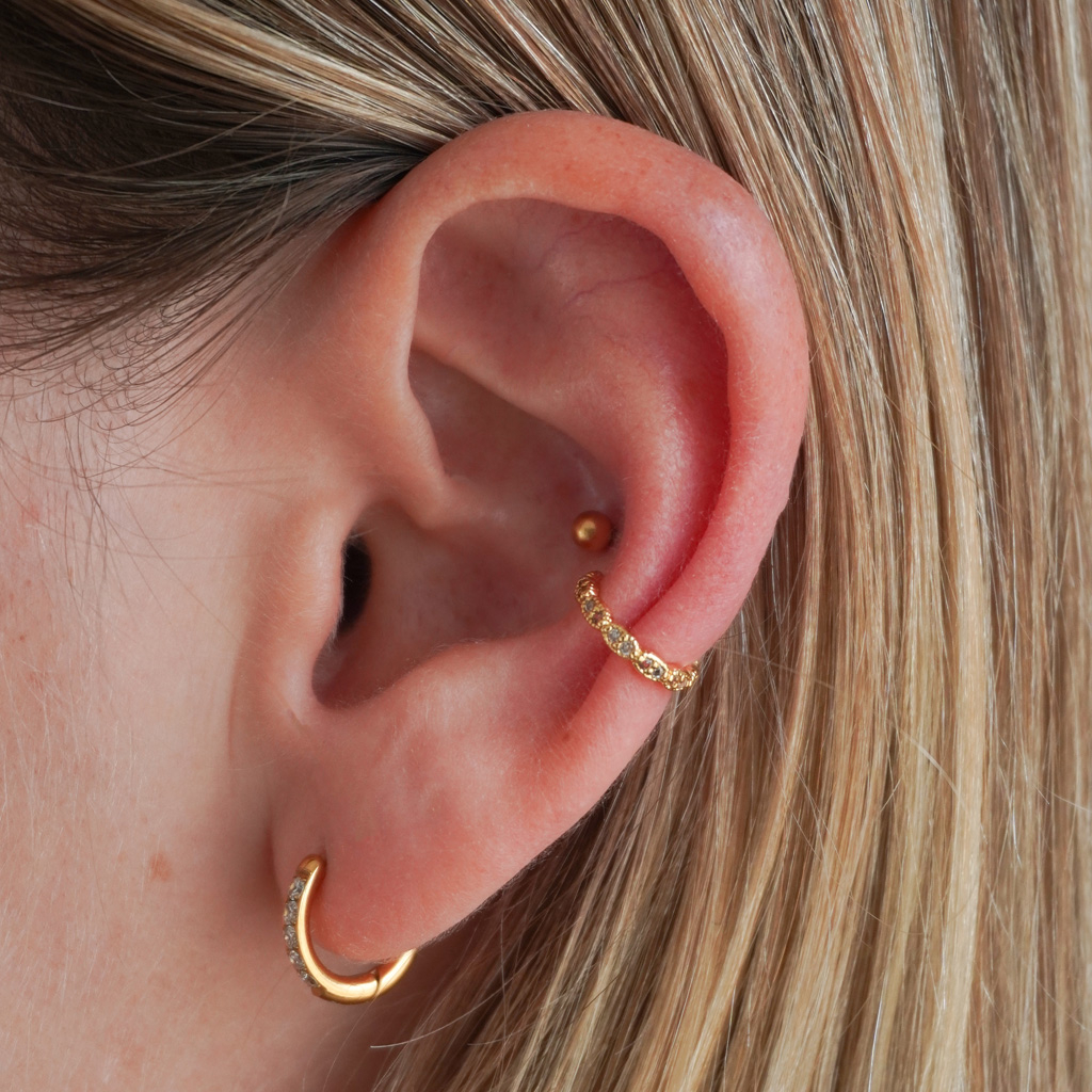 Earcuff delicado com pedras aos pares