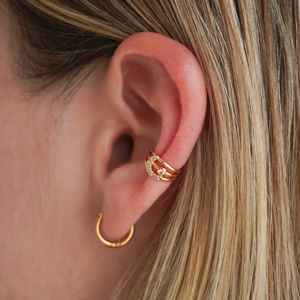Earcuff triplo com lua