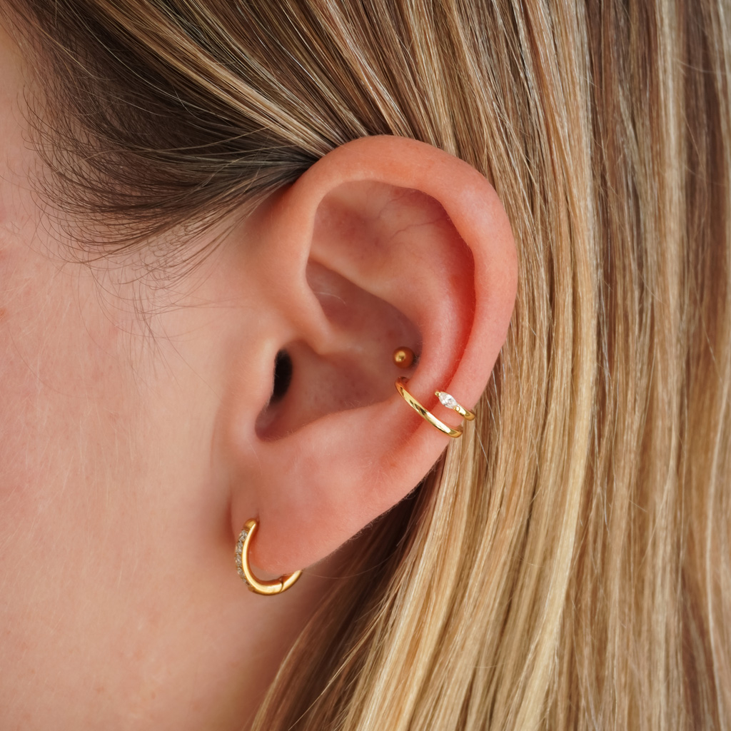 Earcuff minimalista com pedra