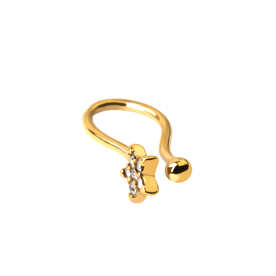 Piercing falso para nariz com estrela incrustada em aço cirúrgico