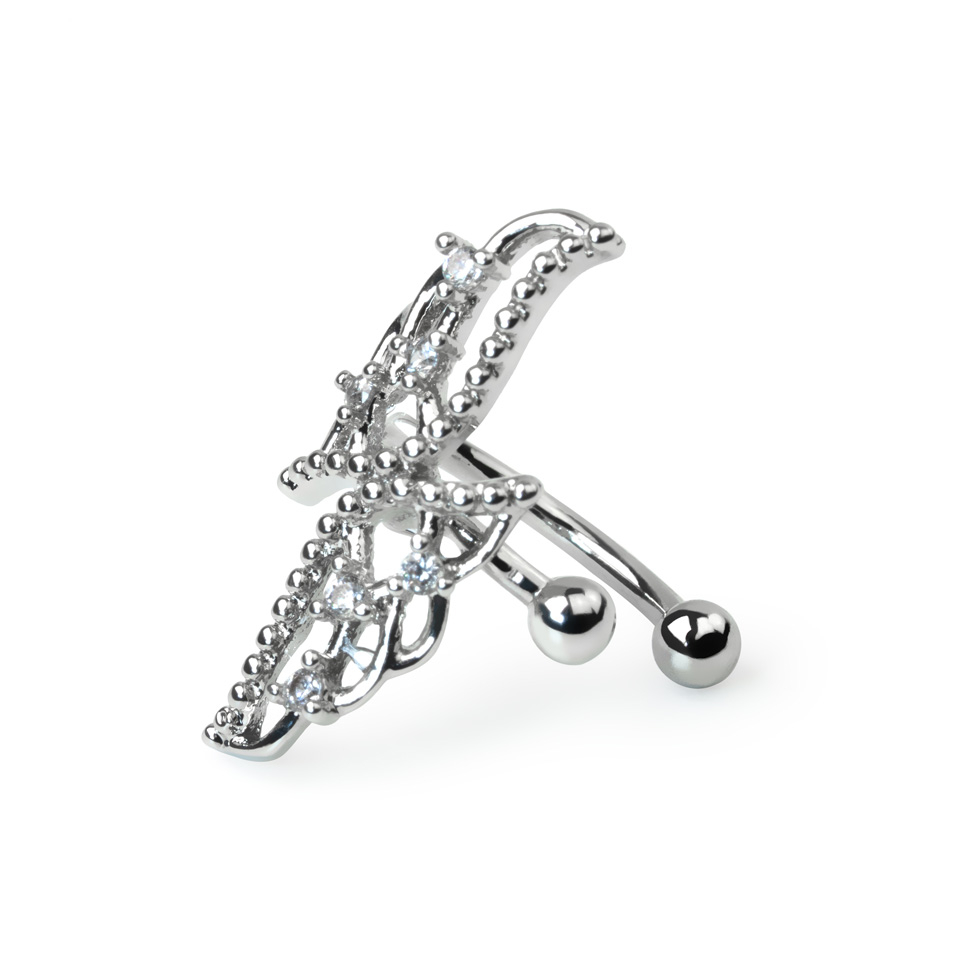 Ear cuff com asas em aço cirúrgico - prateado