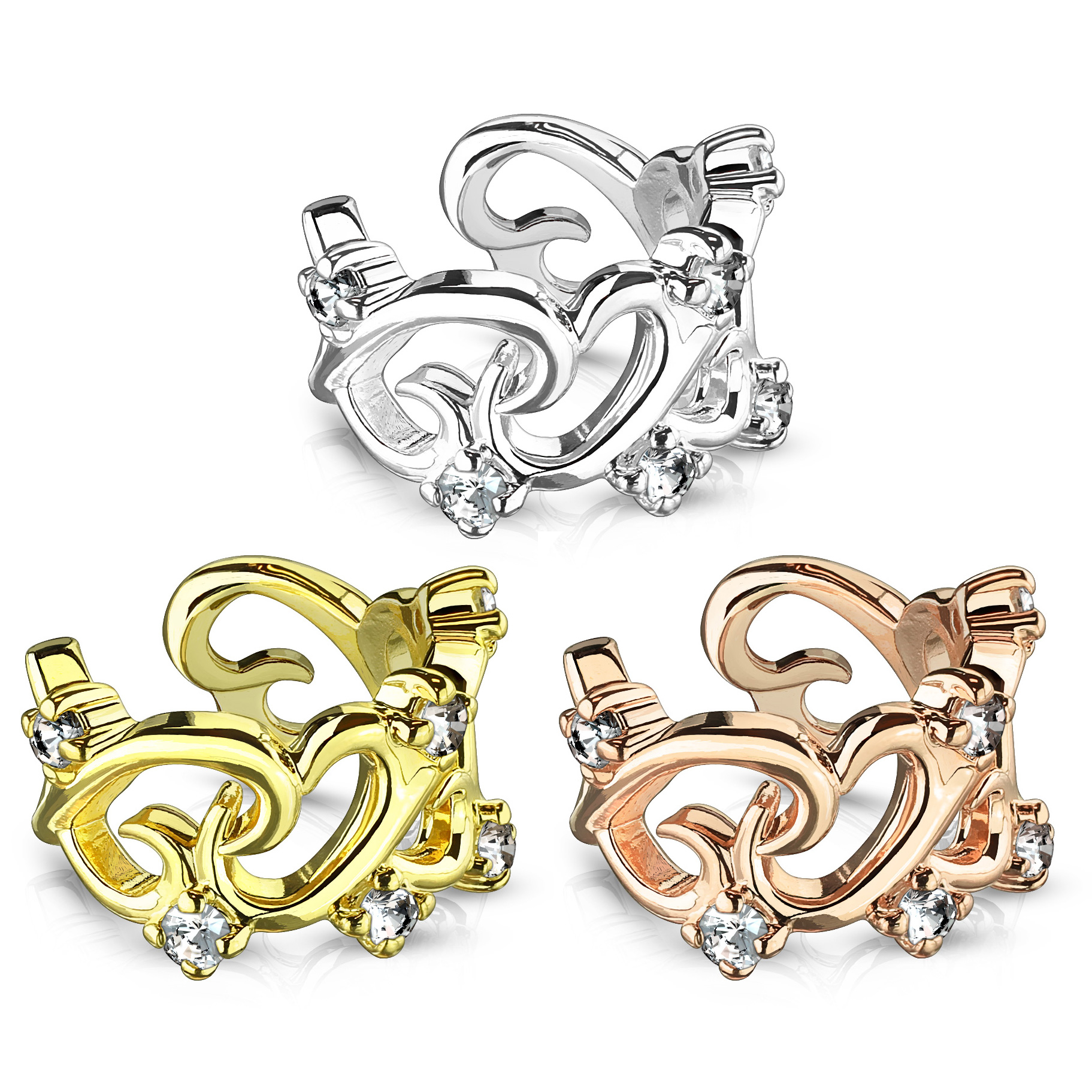 Earcuff com design de coração em filigrana