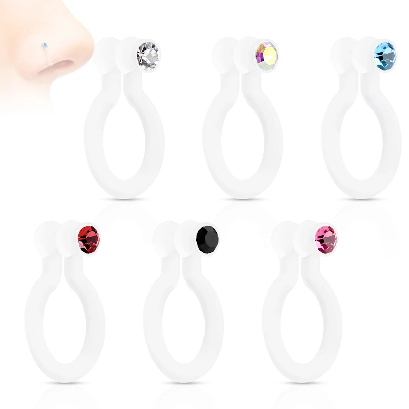 Nariz piercing falso com uma pedra