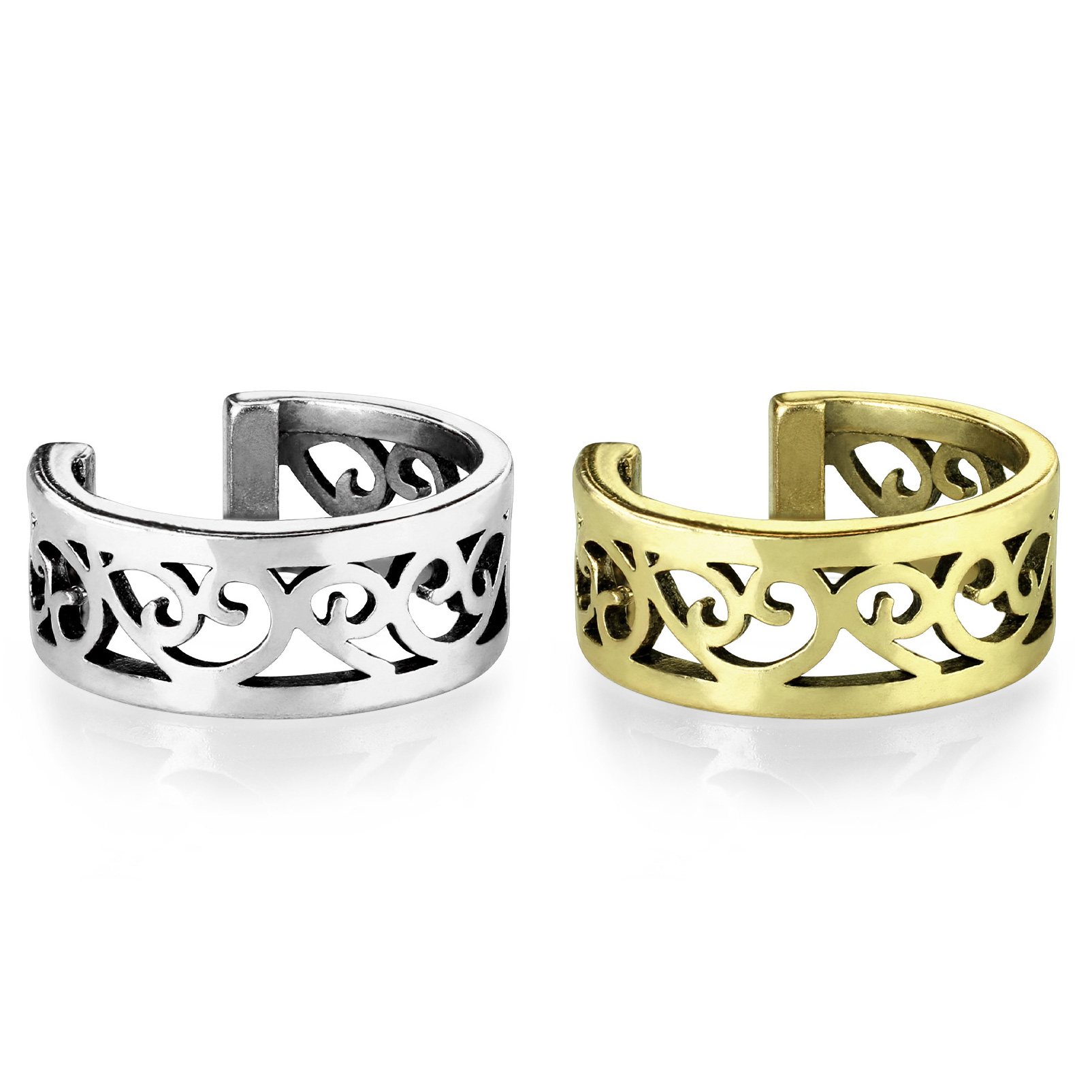 Earcuff com padrão de corações de filigrana