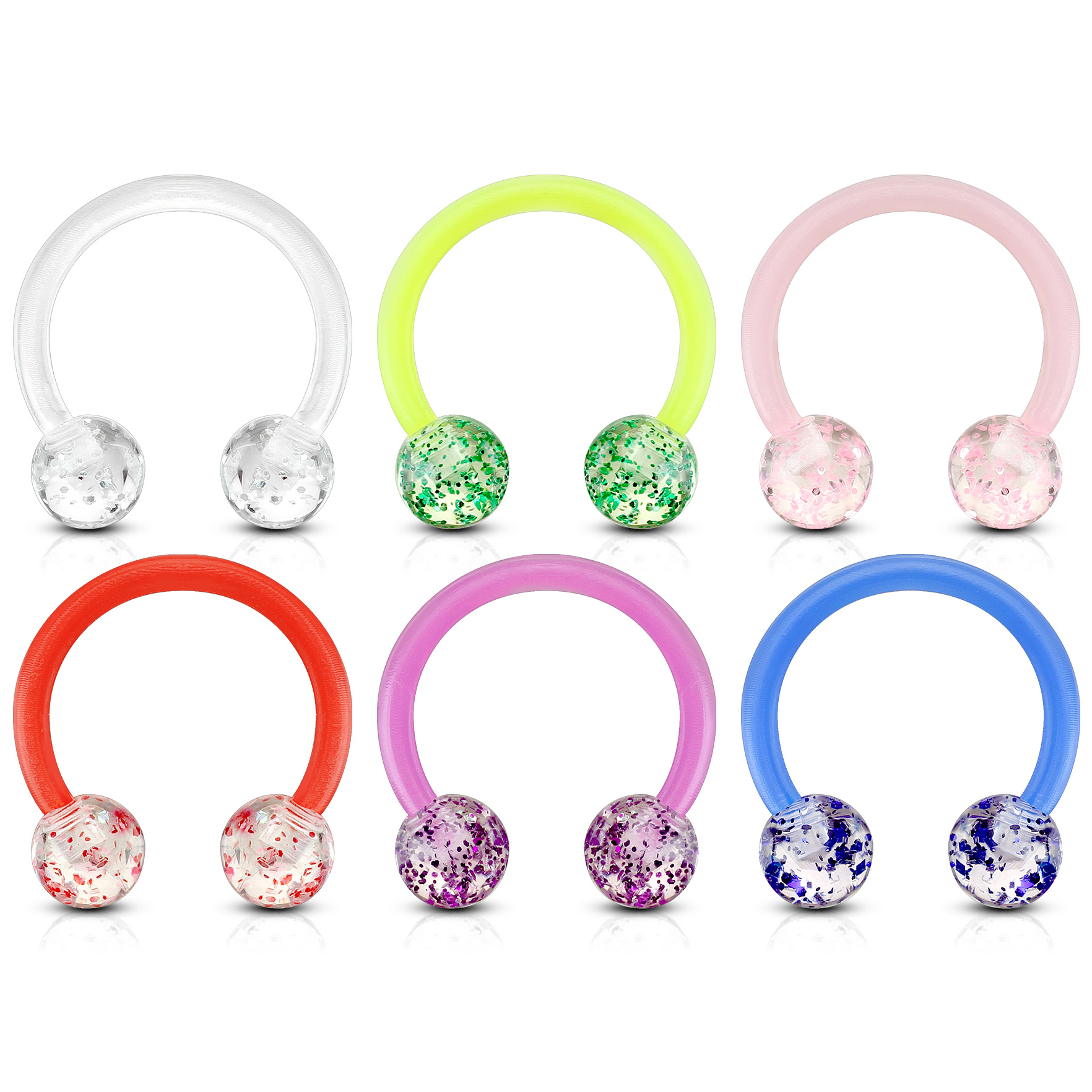 Ferradura em acrílico com bolas de purpurina