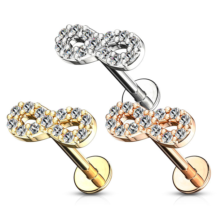 Labret com símbolo do infinito e rosca interna