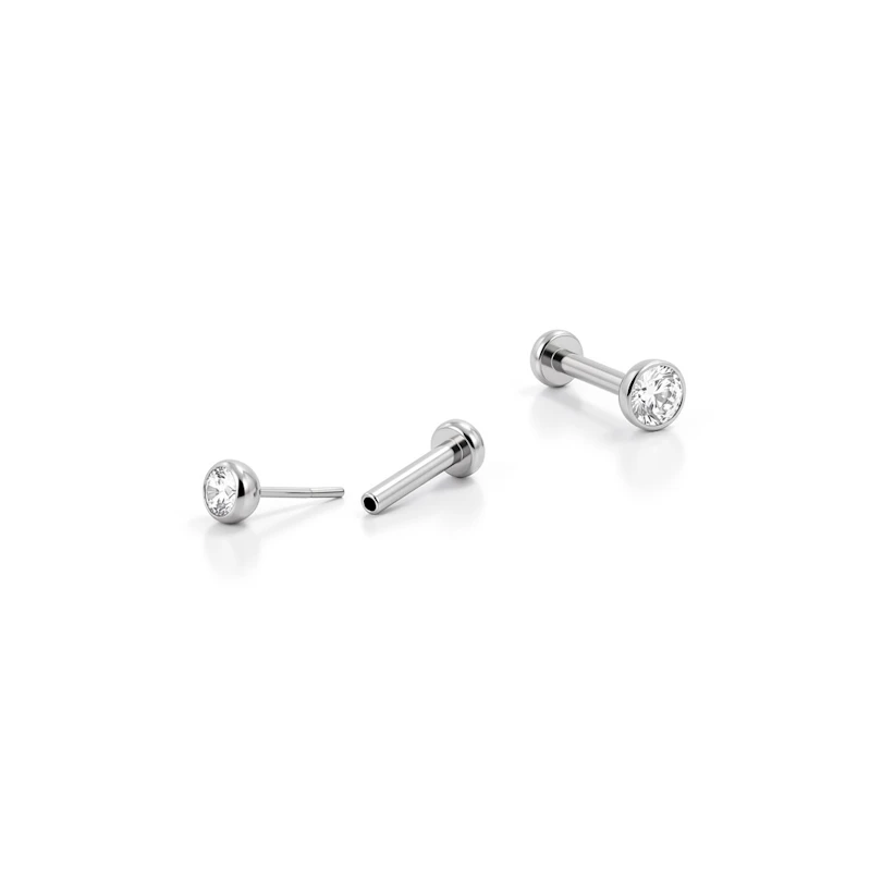 Labret de encaixe em titânio com pedra embutida