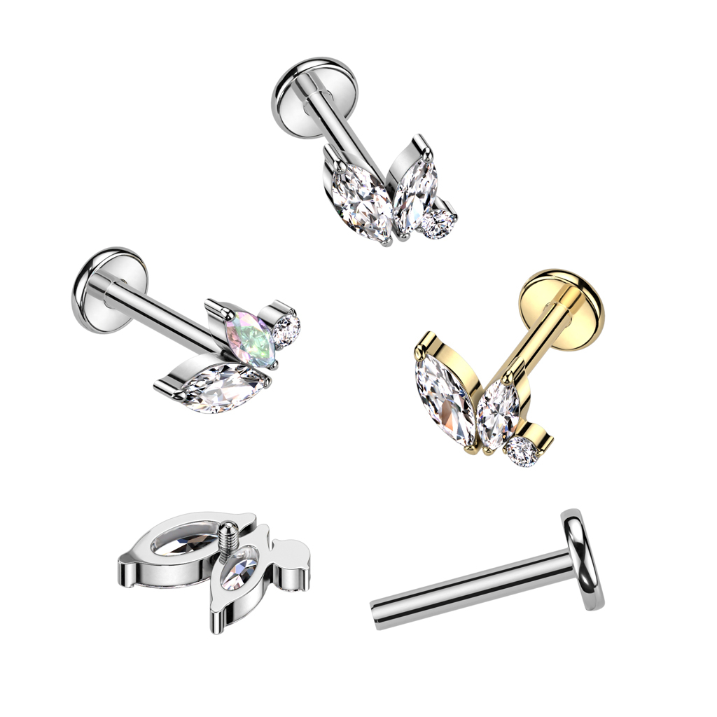 Labret delicado em titânio com rosca interna