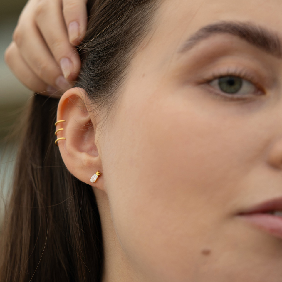 Labret em titânio com design de ananás