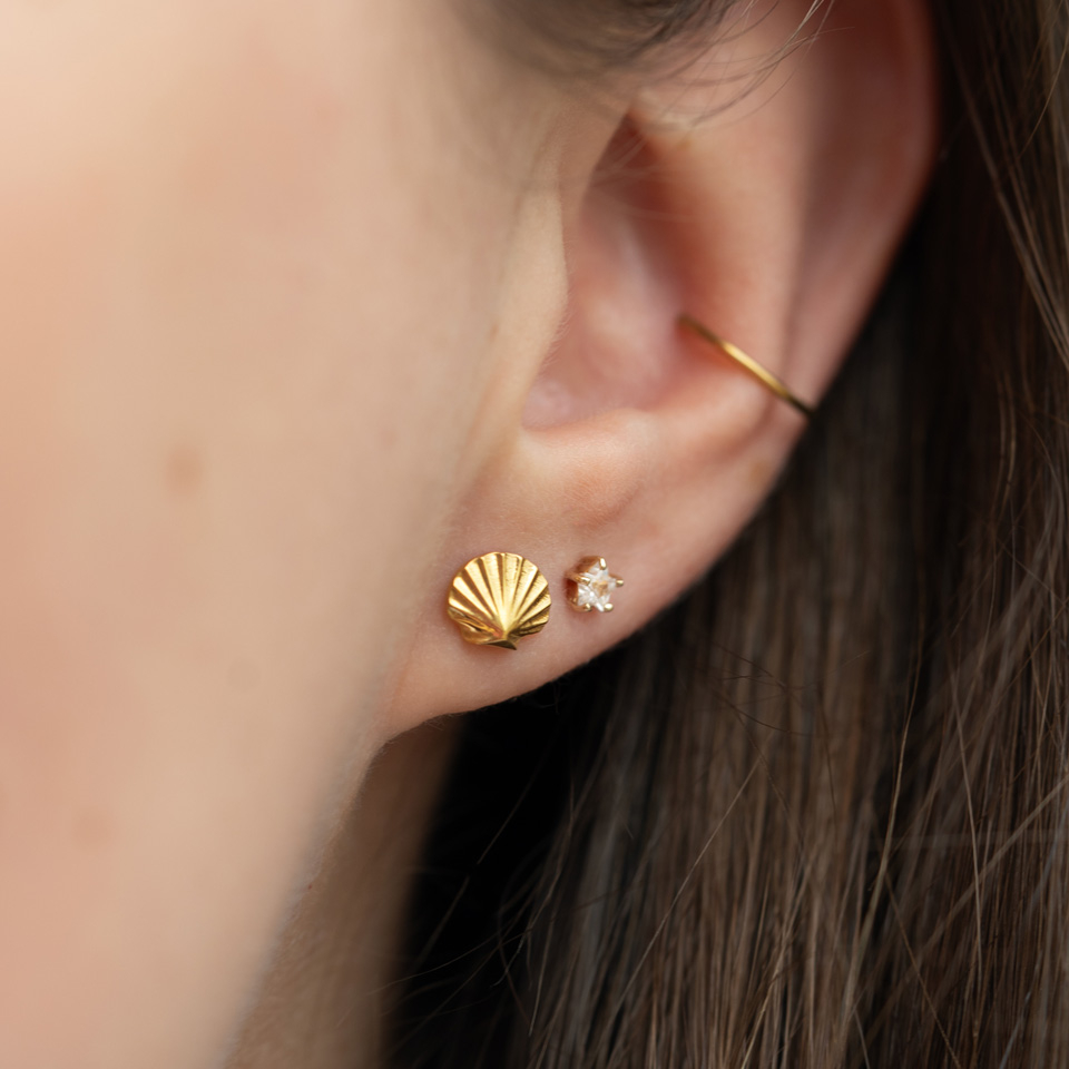 Labret de titânio em concha