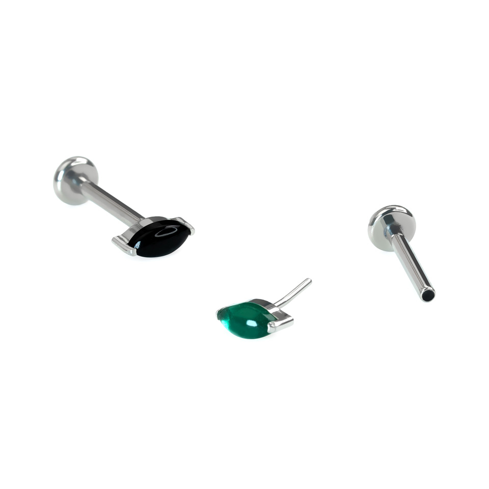 Labret em titânio com pedra natural