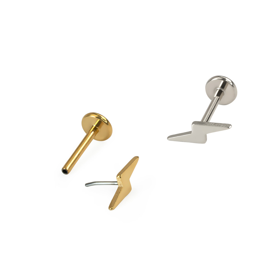 Labret de titânio em forma de raio