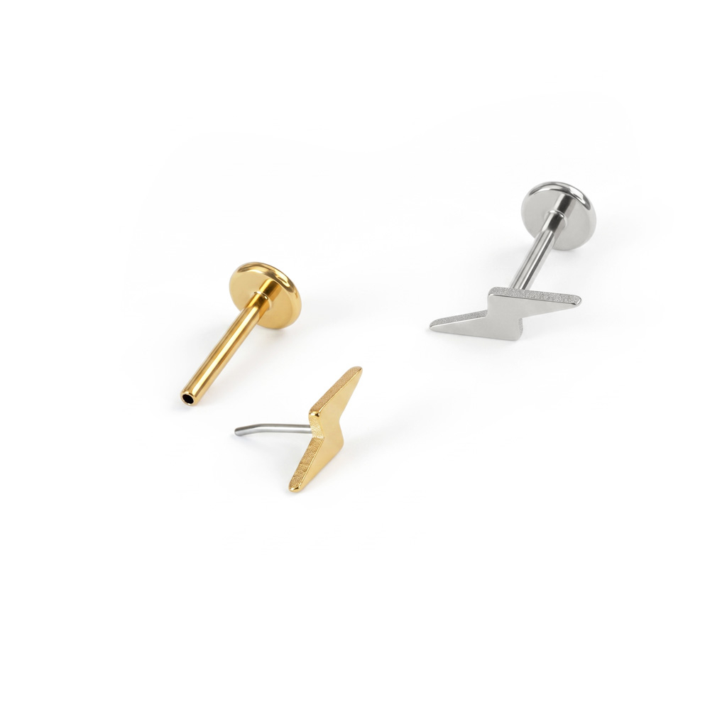 Labret de titânio em forma de raio