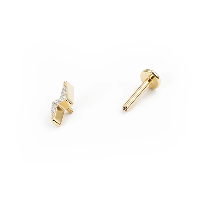 Labret em titânio com raio e pedras