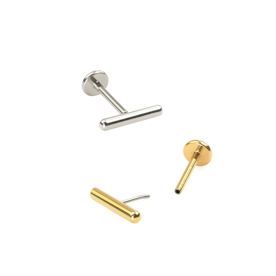 Labret em titânio com barra