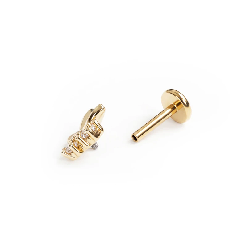 Labret em forma de borboleta com pedras